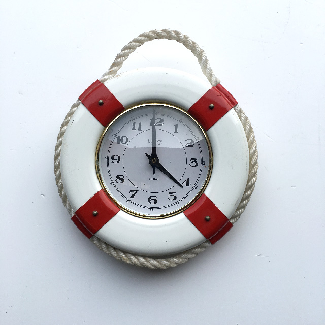 CLOCK, Wall Mount - Lifering Red & White